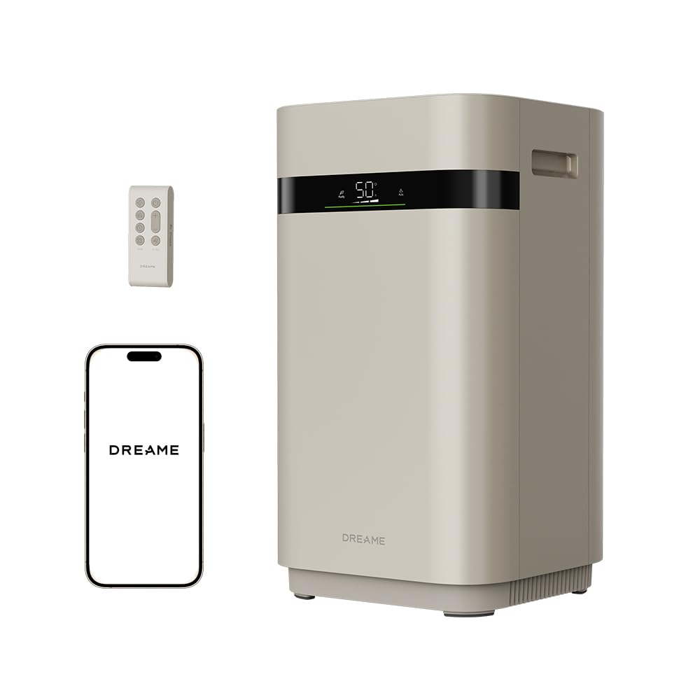 DREAME H40 Umidificatore, Tecnologia Evaporativa senza Nebulizzazione | Umidificazione Rapida 800 mL/h, Serbatoio Acqua 6 L, Purificazione in 4 Fasi, Display Digitale, Telecomando