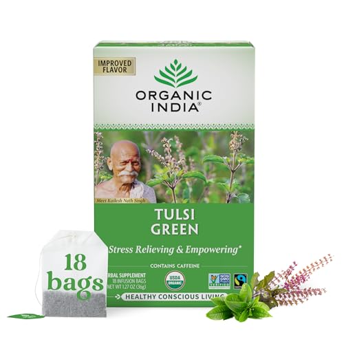 ORGANIC INDIA Tulsi Green Tea Bags - Holy Basil Tea, African Basi...