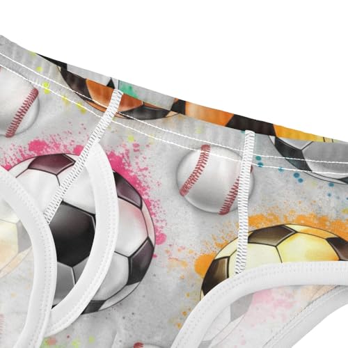 CHIFIGNO Boys' Cotton Underwear Printed Briefs Soft Underwear Briefs for Toddler Boys, Cool Soccer Balls Grey4