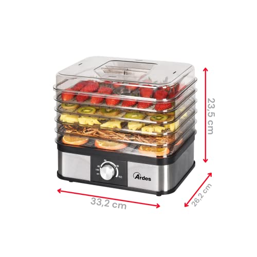 ARDES - AR1K15 Lebensmitteltrockner für Obst, Gemüse und Pilze, schnelle Trocknung, 5 waschbare Ebenen, einstellbare Temperatur, 245 W, Kunststoff – Bild 6