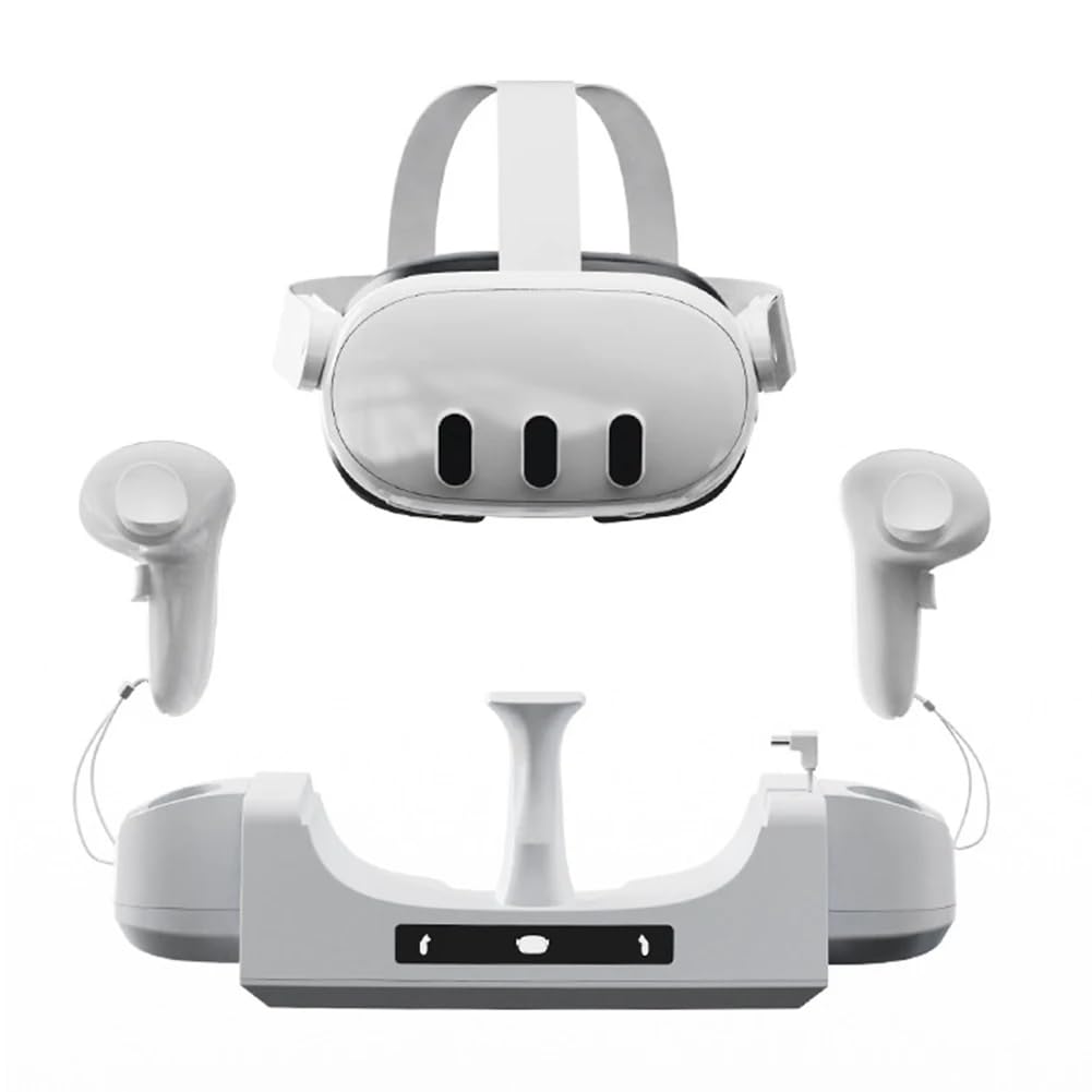 DollaTek ?adowarka VR 3 w 1 stacja dokuj?ca do monta?u na ?cianie ze wska?nikiem ?wietlnym LED Quest 3 okulary/uchwyty Podstawa ?aduj?ca akcesoria antypo?lizgowe