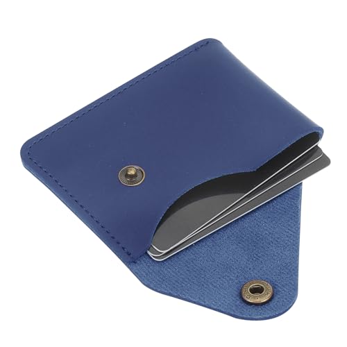 PATIKIL Slim Leather Card Holder with Snap Closure, Leather Front Pocket Wallet Card Case Holder for Cash Coin Men and Women Business Office, Blue