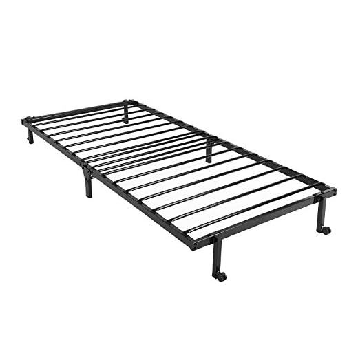 cama plegable 90×190 setsail - Cama Plegable de 90 x 190 cm con 4 Ruedas para colchón de 90 x 190 cm, Metal, Negro, Cama Individual