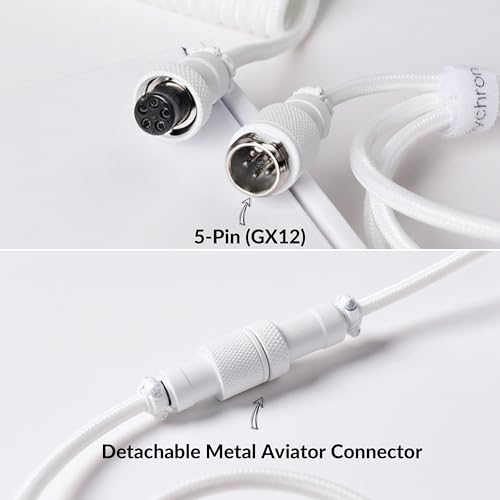 Image of Keychron Custom Coiled Aviator USB Cable - White