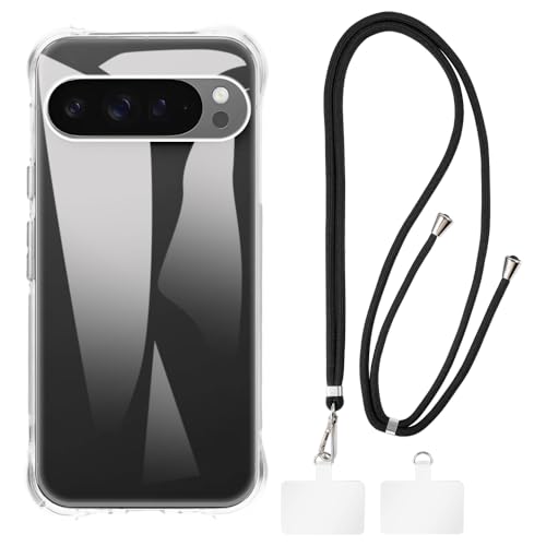 Funda compatible con Google Pixel 10 Pro XL + cordones universales para teléfono móvil, correa suave de silicona TPU para Google Pixel 10 Pro XL