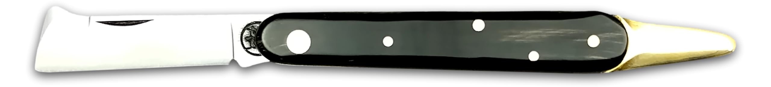 DUE BUOI 202C SP OT Coltello da Innesto Professionale Alberi da Frutto e Giardinaggio Manico in Corno e Lama in Acciaio al Carbonio Böhler K720