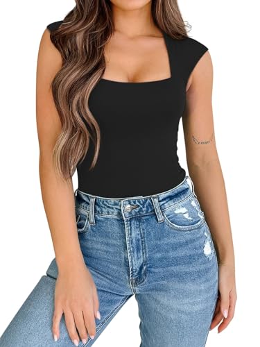 PINKMSTYLE Womens Basic Square Neck Tank Tops Double Lined Fitted Summer Tops Cute Sleeveless Shirts3