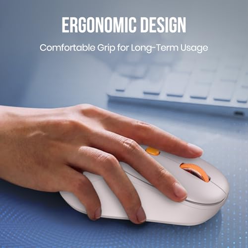 Image of Portronics Toad Neo Wireless Bluetooth Mouse with Dual Wireless Connectivity (BT + 2.4 GHz), Rechargeable Battery, Forward & Back Button, Multi-Device Pair, Upto 3200 Dpi Sensitivity(Beige)