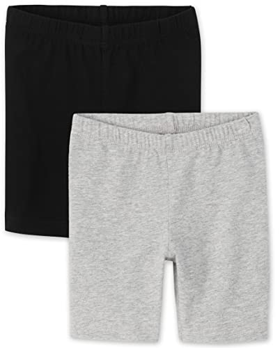 The Children's Place Baby Toddler Girls Bike Shorts, Black/H Gray 2 Pack, 4T