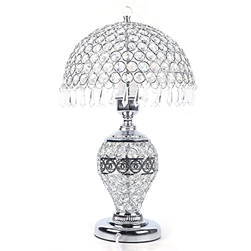 45cm H Crystal Table Lamp, Mermaid Crystal Table Lamps with E27 Bulb for Bedroom, Living Room, Kitchen, Dining Room (Silver)