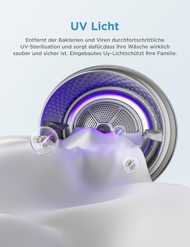 Midea Wärmepumpentrockner V3 series, 10 kg, Energieklasse D mit Wärmepumpentechnologie, UV-Licht für hygienische Reinheit, Knitterschutz, LED-Display, Startzeitvorwahl,Schnelltrocknen,MDV3EH100D,Weiß