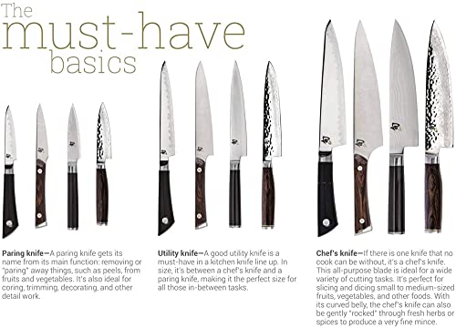 Shun Cutlery Premier 7-Piece Essential Block Set, Kitchen Knife And Knife Block Set, Includes 8” Chef's Knife, 4” Paring Knife, 6.5” Utility Knife, & More, Handcrafted Japanese Kitchen Knives #TOP3