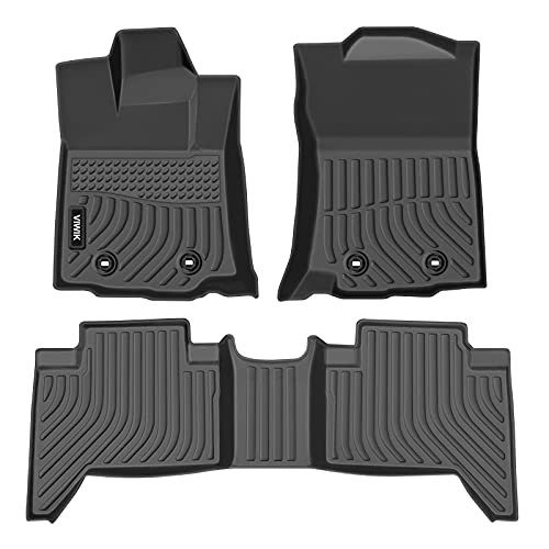 VIWIK Floor Mats Compatible with 2018-2022 Tacoma Double Cab (only auto), Car Mats All Weather Protection Custom Liners Full Set Include 1st and 2nd Row Front & Rear, Automotive Floor Mats TPE Black