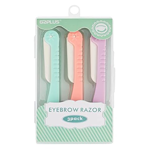 G2PLUS 3 PCS Eyebrow Razor Shaper Cheek Facial Hair Remover Peach Fuzz Shaver Women's Trimmer Shaving Grooming Kit Cover
