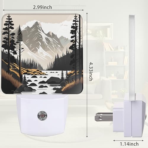 Image of Nordic Mountain River Night Light, Mountain Park Night Light Plug into Wall with Dusk to Dawn Sensor, LED Lamp Energy Saving Lights for Men Women Boys Girls,Lamp for Bedroom Bathroom Hallway