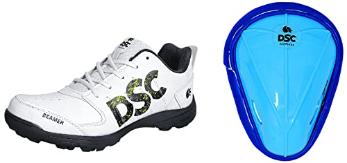 Image of DSC Beamer Cricket Shoe for Men & Boys (Light Weight | Economical | Durable | Size UK: 9) Grey-White 1500428 Attitude Cricket Abdominal Guard Men, Multicolour