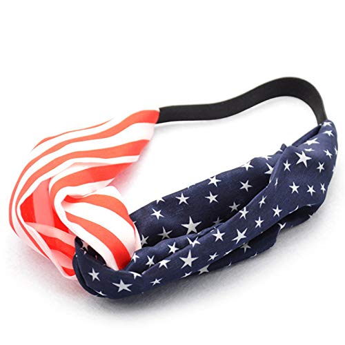 HAOYOU American Flag Red White Blue Patriotic Bandana for Women 4th of July Decorations(Cross 2)