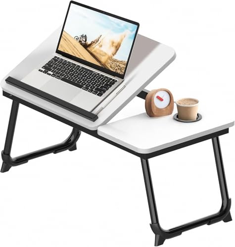 Arvioo Betttisch Laptoptisch Höhenverstellbar 57 x 33 x 28 cm Betttablett mit Anti-Rutsch-Streifen und Cup Slot Laptop Tisch für Sofa Arbeiten Bett Studieren Lesen Schreiben (Warmweiß)