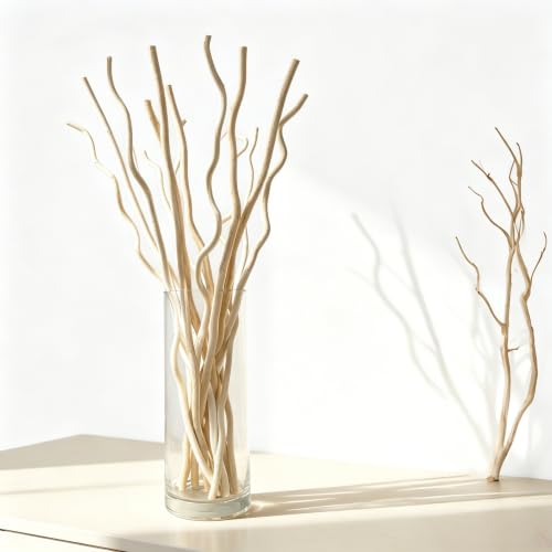 FGCJFTHDRHDRG Curly Willow Branches - 15Pcs 17 Natural Dried Twigs for Vases DIY Floral Arrangement Rustic Home Decor Wreath Making Wedding Centerpieces Real Curly Willow Sticks
