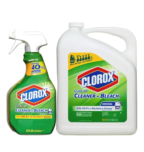 QT Shipping- Clean Up Bundle- Spray Cleaner with Bleach and Refill Combo, 212 Fluid Ounce With Heavy Duty QT Scrubbing Pad