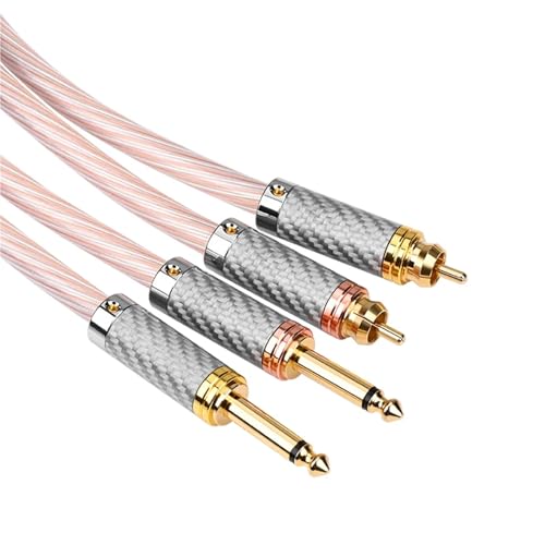 GBIQDWTLK Cable HiFi RCAA a 6.5 TS de alto rendimiento, cable de audio mixto plateado, cable de interconexión dual TRS macho de 6,35 mm a 2RCA (3 m)