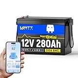 WattCycle 12V 280Ah（300Ah） LiFePO4 Lithium Battery with Bluetooth, Mini Size, Built-in 200A BMS, EVE A+ Rated Cells, Low Temperature Protection, 15,000+ Cycles for RVs, Solar Energy Storage