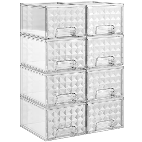 Save 64% on Delamu 8-Pack Clear Stackable Storage Drawers