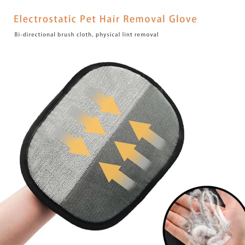 Image of 2-Piece Pet Hair Removal & Grooming Kit: Static Hair Remover Glove for Furniture, Carpet, Couch + Gentle Pet Grooming Glove for Cats & Dogs