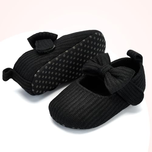 BACSAC Baby Girls Mary Jane Flats with Bow Soft Sole Non-Slip Crib Shoes Infant Toddler First Walkers Princess Dress Shoes - Image 6