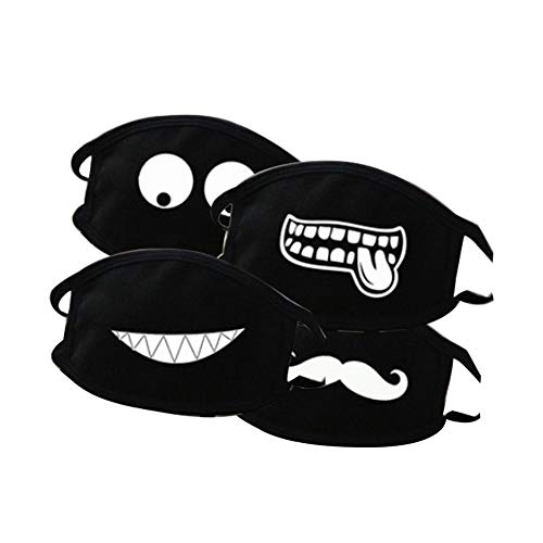 Preisvergleich Produktbild Unisex Mundmaske,4 Stücke Schwarz Anti Staub Baumwolle Mundmaske Gesichtsmasken Atmungsaktiv Unisex Kpop Maske Baumwollmischung Anti Staub Gesichts Mund Maske für Männer und Frauen Atemschutzmaske