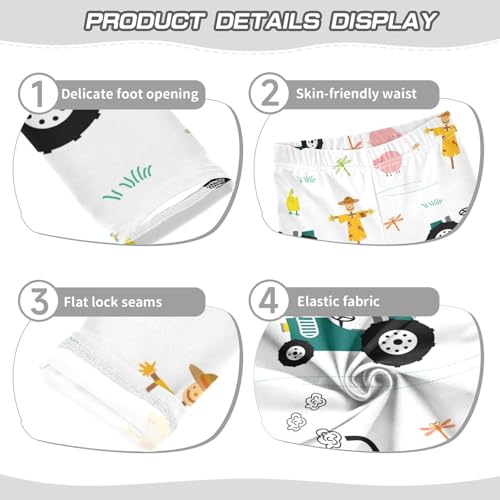 Farm Pattern Girls Leggings,Workout Leggings for Girls Toddler Athletic Legging Size for 3-10T3