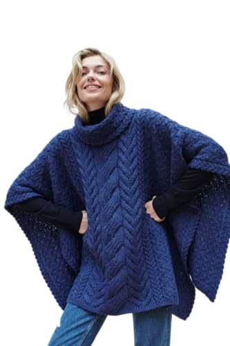 Supersoft Merino Wool Poncho with Cowl Neck