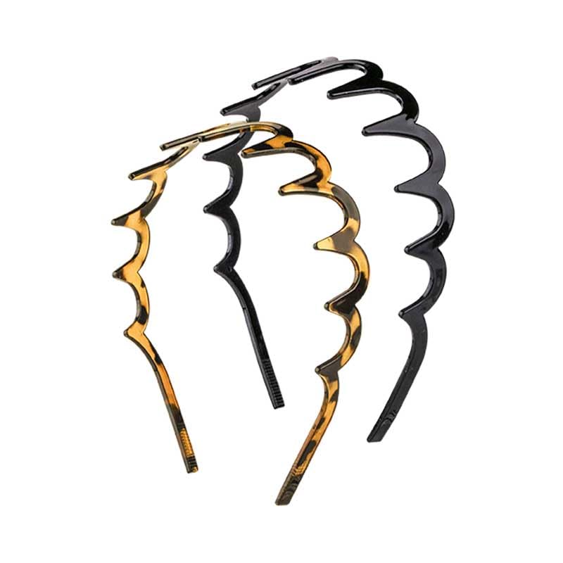 2 Pieces Zigzag Headband Plastic Shark Tooth Hair Comb Hairband Zig Zag Headband Plastic Wavy teeth Hair Hoop Accessory for Women Lady Girl(Black, Brown,Fresh Style)-picture-12