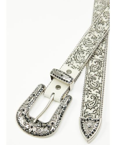 Shyanne Women's Stasia Rhinestone Paisley Print Belt - SAHO23BT7-WHT X-2