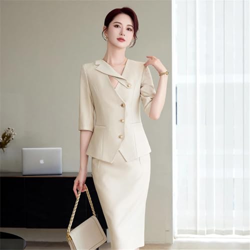 Women's Half-Sleeved Suit Jacket and Skirt Two-Piece Business Elegant Work Suit3