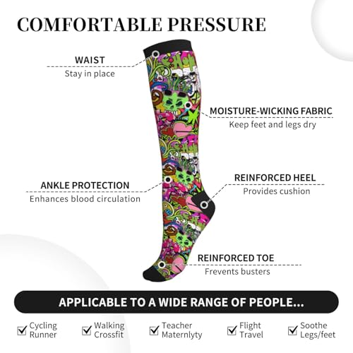 Image of Compression Socks for Women Men Circulation Graduated Supports Socks for Running Travel Nurse Athletic Sports