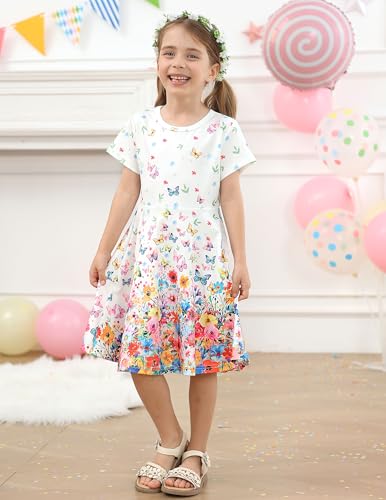 ALISISTER Girls Dresses Little Kids Short Sleeve Casual Dress for 4-9 Years4