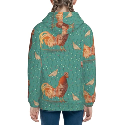 Rooster and a Hen Kids Pullover Hoodies Boys Sweatshirts Girls Athletic Clothes with Pocket4