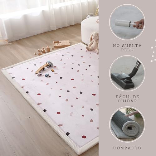 Miniatura 4 de Colchoneta Manta Juegos Bebe 200x150x2,5cm, Confeti Tapete Infantil Con Memory Foam Manta De Juegos Bebe Antideslizante, Tatami Bebe, Suelos Infantiles
