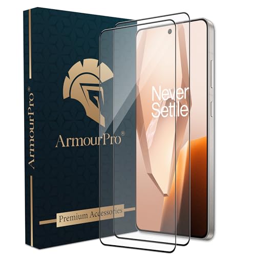 Image of ArmourPro Tempered Glass for OnePlus 13R - 9H Anti Scratch Screen Protector, Edge to Edge Coverage, HD Clarity, Smooth Touch, Case Friendly | Black, Pack of 2