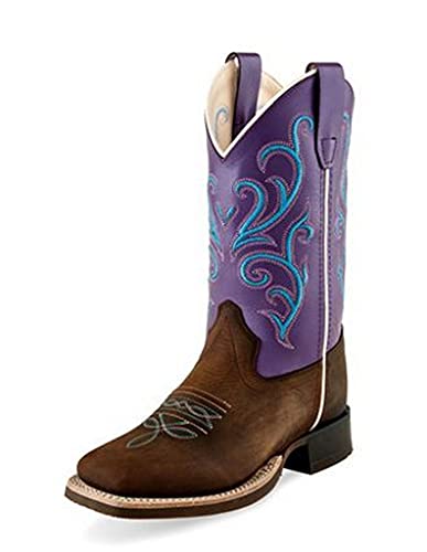 Old West Youth Purple Top Brown Foot Cowgirl Boots