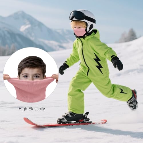 Kids Ski Mask Neck Warmer Winter Neck Gaiter Boys Girls Warm Thermal Fleece Lined Knitted Scarf for Cold Weather4