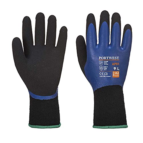 Portwest AP01 Thermo Grip Pro Glove Blue/Black, Large, Blue / Black, L (Pack of 1)