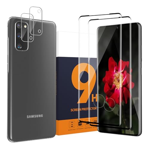 Carantee 2 pièces Verre Trempé pour Samsung Galaxy S20 5G, +2 Caméra Protecteur, Sans bulles, 9H Dureté, Sensible au Toucher, 3D plein écran vitre protection, Ultra...