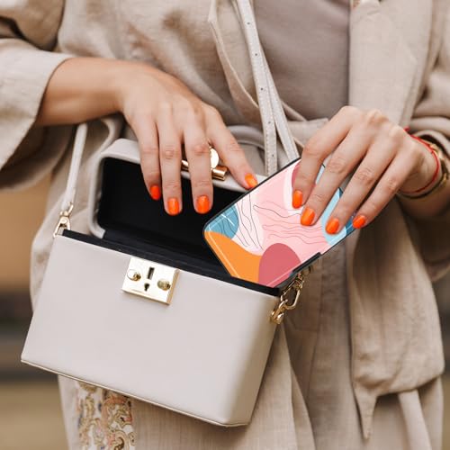 Image of Card Holder Credit Cards Holder for Women RFID wallet women Business Card Holder Wallet Mini Aluminum Card Wallet RFID Blocking Slim Metal Hard Card for Women, Color Abstract