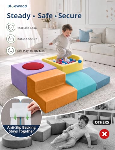 BlueWood Foam Climbing Blocks for Toddlers, 7-Piece Baby Soft Play Set - Image 3