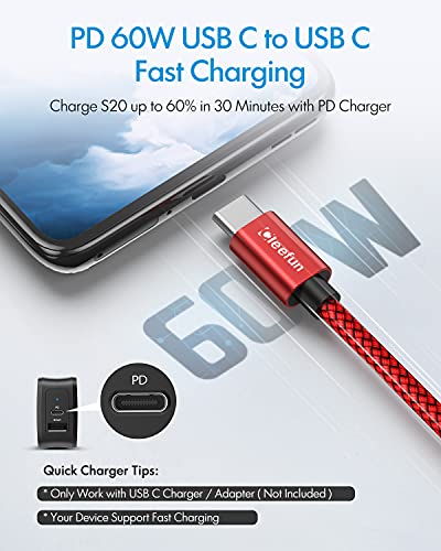 Image of CLEEFUN USB C to USB C Cable 1ft, 5-Pack C to C Cable Fast Charging 60W | Type C Charger for iPhone 17 16 15 Pro Max /Plus, Samsung Galaxy S26 S25 S24 Ultra, iPad /MacBook USBC to USBC Cord