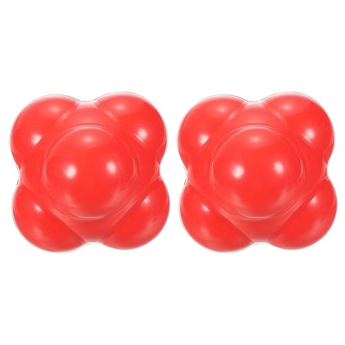 M METERXITY 2 Pack Bounce Reaction Balls - Coordination Training Ball, Wear-Resistant Silicone, Apply to Tennis/Softball/Badminton Training (57 x 57mm, Red)