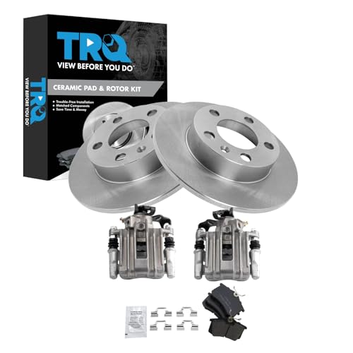 Image of TRQ Rear Brake Pad and Rotor Set Ceramic Solid Rotors Calipers | For 2007-2010 Volkswagen Beetle