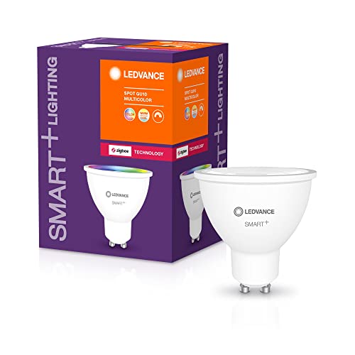 LEDVANCE Lámpara Smart+ con tecnología ZigBee, 4,9W, PAR16, color de luz RGBW ajustable, base GU10, paquete de 4